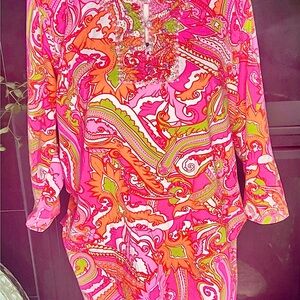 Soft Surroundings Pink and Orange Paisley Tunic